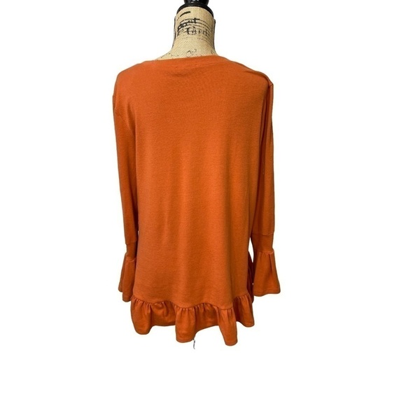 VERY J Boutique Rust Tunic Top Boho Hippie Ruffle Bottom Hem - Picture 5 of 11